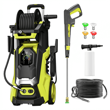 Electric Pressure Washer 5000PSI-Max 3.6GPM Power Washer Touch Screen Adjustable Pressure,4 Nozzles and 500ml Foam Cannon Power Washer Cleaning for Patio