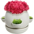 thumbnail image 3 of MyGift 4 Side Openings Design White Ceramic Plant Flower Container Pot with Saucer, 3 of 5