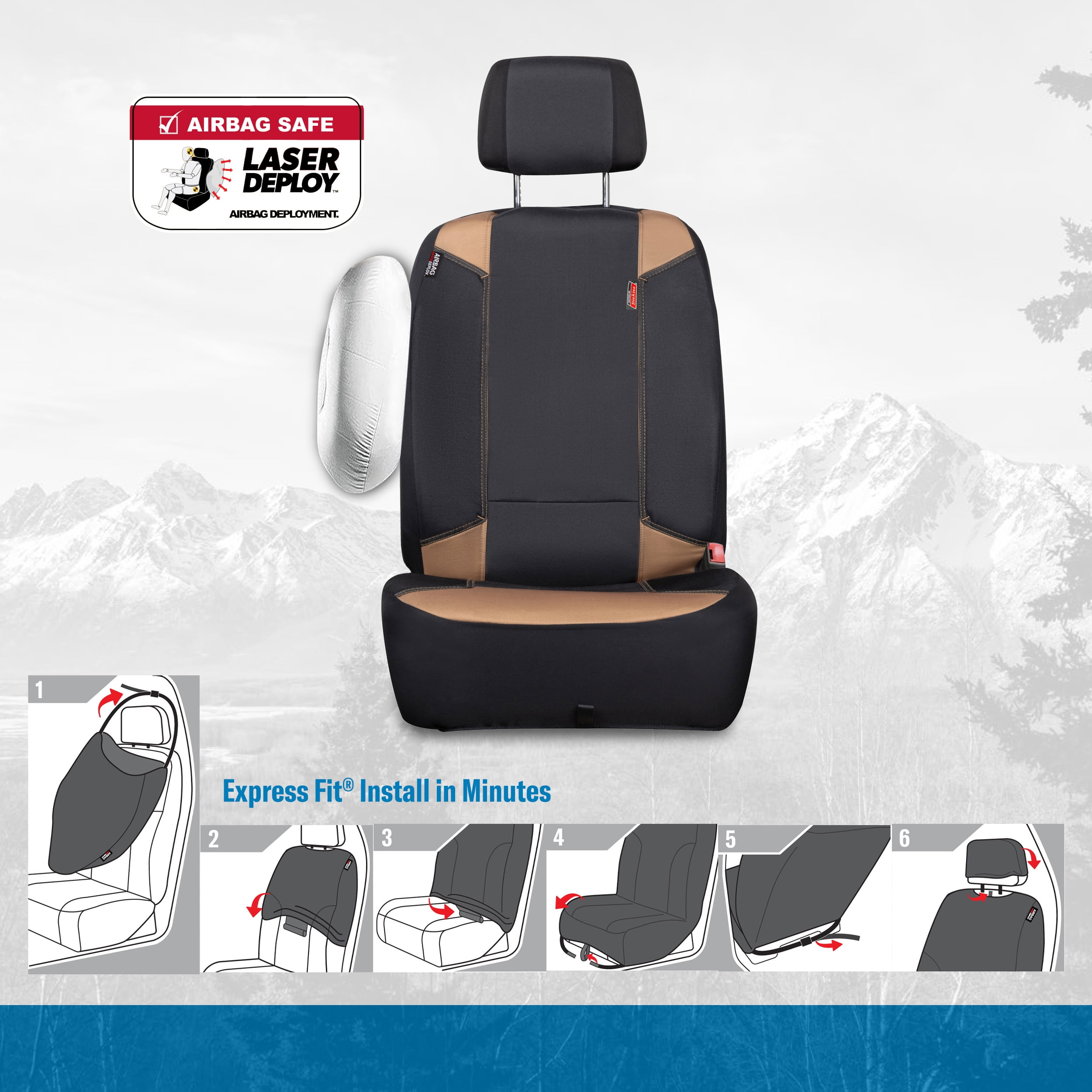 Dickies 2-Piece Carpenter Truck Seat Covers, Universal, Black and Brown