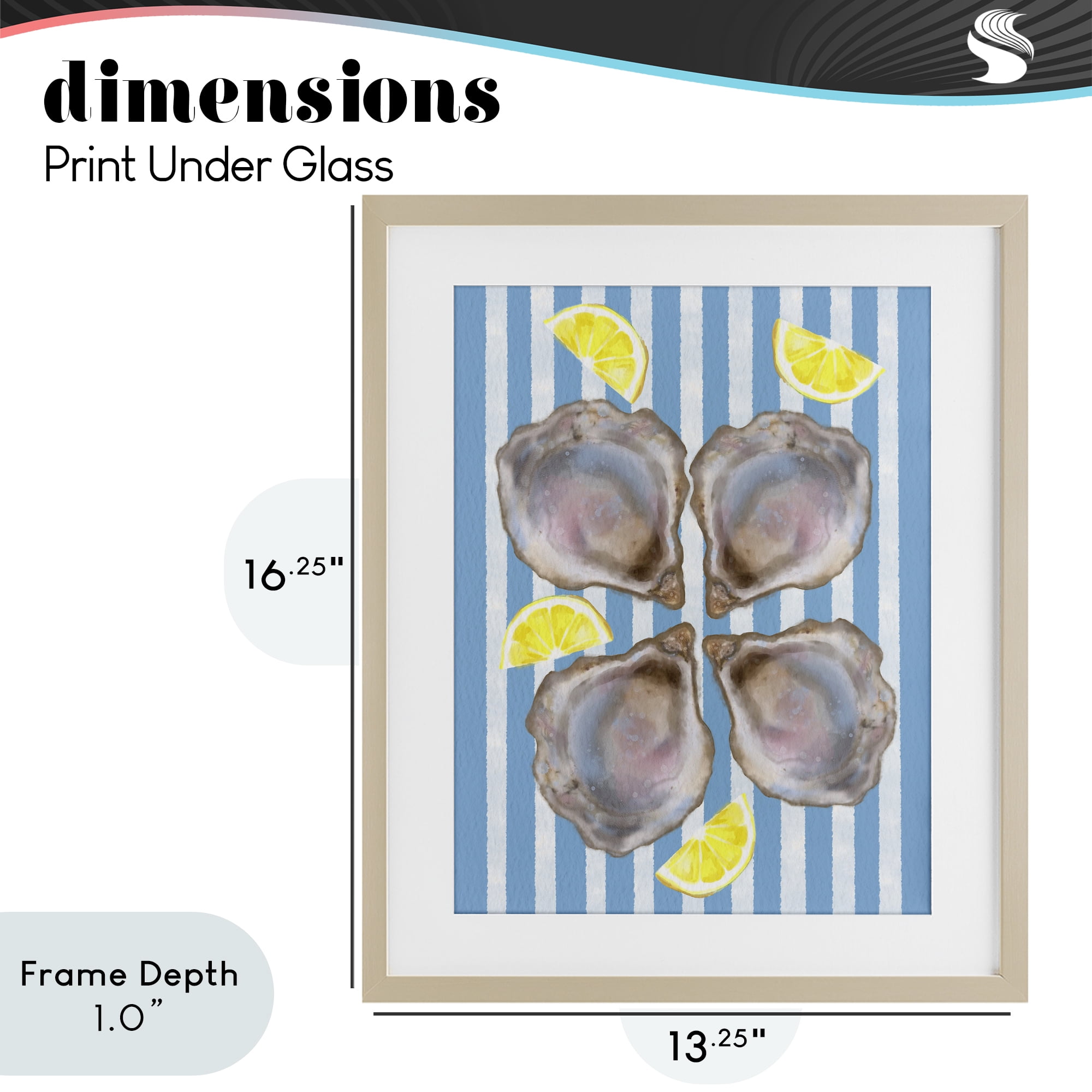 Stupell Industries Blue Stripe Oysters Birch Framed Print Under Glass, design by Matthew Piotrowicz