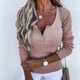 thumbnail image 2 of Blusa de manga larga con cuello en V para mujer, sexy, informal, de color sólido, a la moda Fridja hkj3529, 2 of 8