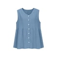 thumbnail image 5 of Axiiglly Tank Tops for Women Cotton Linen V Neck Button Down Sleeveless Relaxed Fit Boho Peplum Summer Fashion Tops 2026, S-2XL, 5 of 6