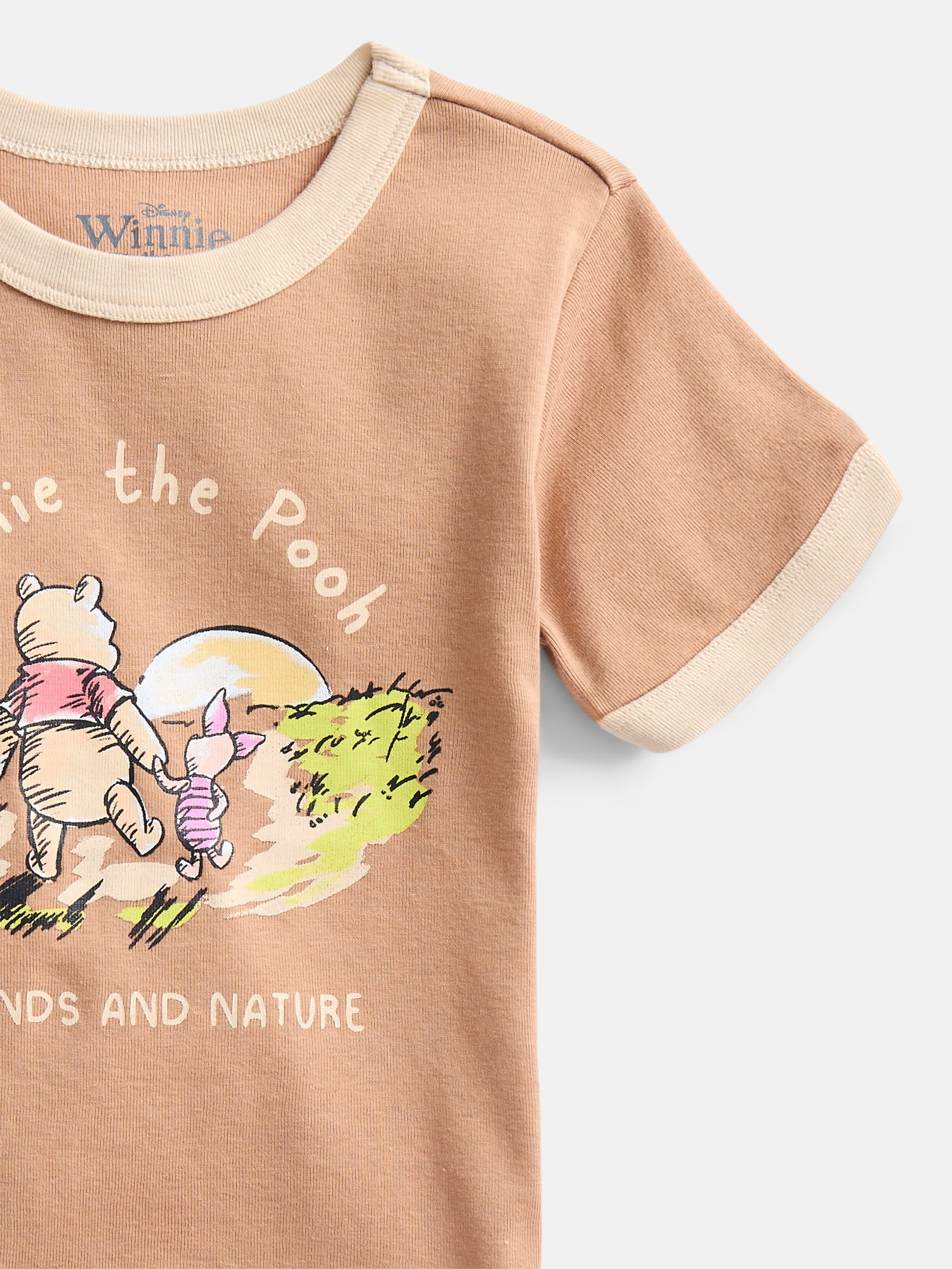 Winnie the Pooh Girls Graphic Ringer T-Shirt, Sizes 4-16