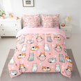 thumbnail image 3 of Manfei Cute Pet Twin Bedding, Cartoon Cup Kitten Bedding Comforter Set, Pink, Pink Reversible, 7pcs, 3 of 6