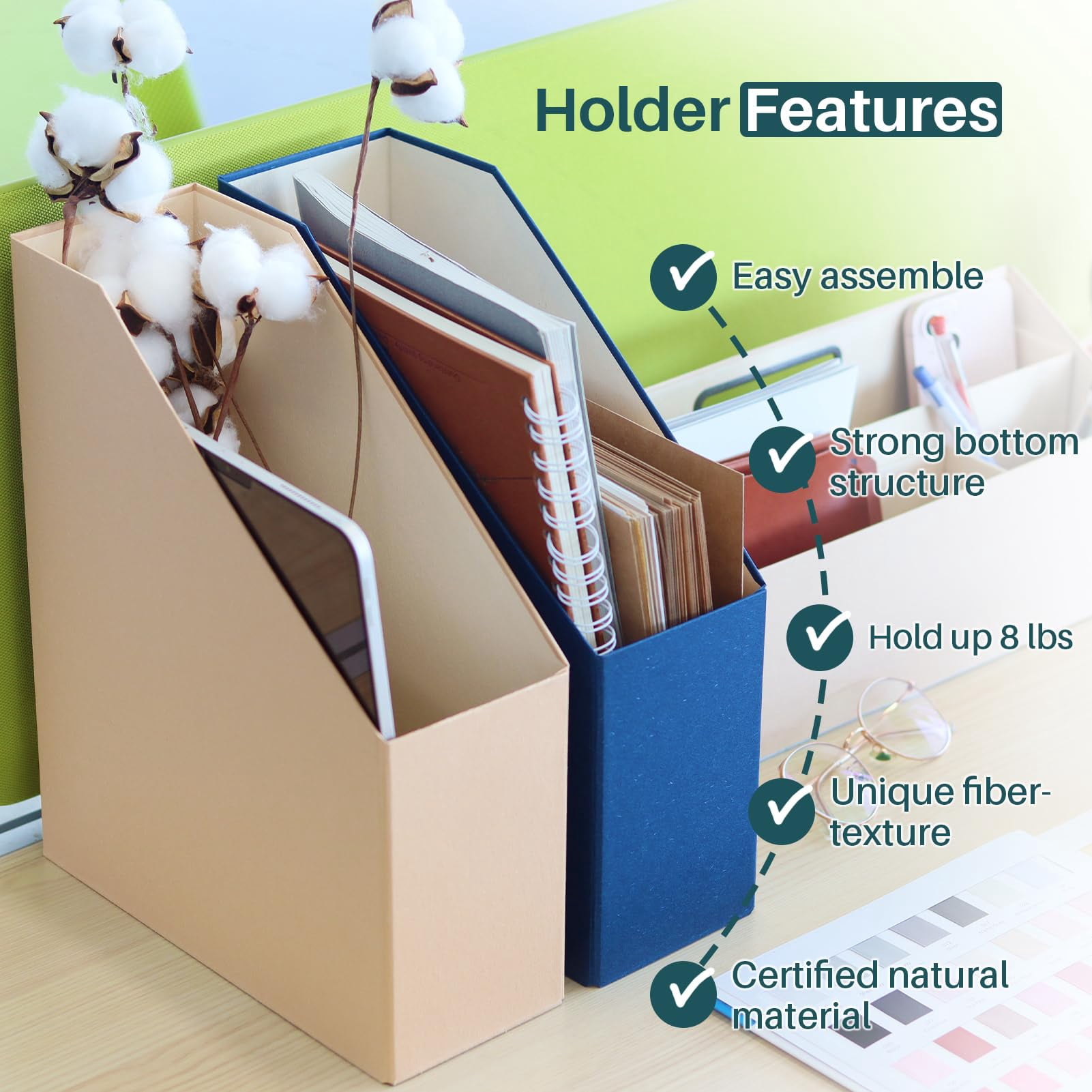 Magazine Holder - File And Desk Organizer  Cardboard Book Storage Box For Documents Rack Office Home Classroom (latte Brown 6-pack)