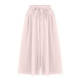 thumbnail image 4 of vigerkar Women's Plus Size Wide Leg Pants Summer Stretchy Drawstring Waist Comfortable Fit Casual Capri Pants with Pockets Light Pink, XL, 4 of 7