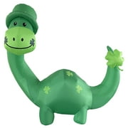 6' Air Blown Inflatable St. Patrick's Day Green Dinosaur w/ Leprechaun Hat