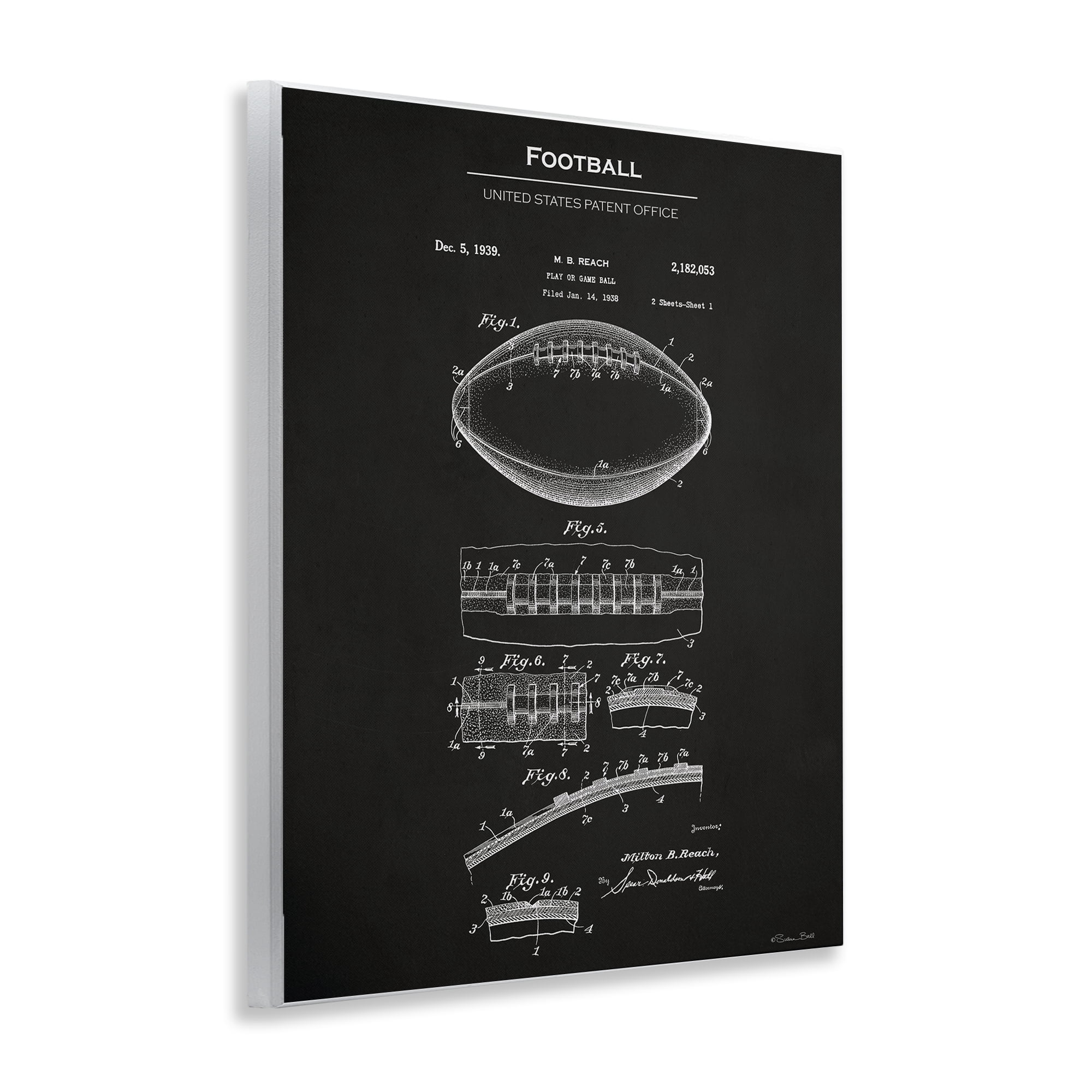 Stupell Industries Detailed Football Blueprint Sports Painting Unframed Art Print Wall Art, 11 x 14