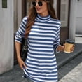 thumbnail image 4 of Womens Tops, Women Striped Turtleneck Sweater Long Sleeve Pullover Fall Fashion Jumper Tops Casual Loose Color Block Comfy Tunic Blue M, 4 of 5