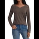 thumbnail image 2 of Camisetas con Cuello en V para Mujer, Blusas de Encaje de Larga, Holgadas, Elegantes e Informales, para Otoño e Invierno, A . Color Café L, 2 of 8