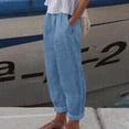 thumbnail image 2 of Womens Summer Fashion Striped Printed Button Nine-Point Pants Casual Versatile Straight Pants Comfortable Soft Loose Pant, 2 of 6