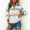 thumbnail image 5 of DIOAZUD Womens 1/4 Zip Pullover Striped Sweatshirt Collared Long Sleeve Fall Pullover Sweatshirt Casual Loose Fit Tops, 5 of 7
