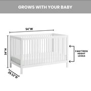 Oxford Baby Essential Isl Size 4-in-1 Convertible Crib with Round Spindles, White
