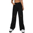 thumbnail image 1 of Pantalones vaqueros rectos de pierna ancha for mujer, elásticos, de talle alto, rasgados, holgados, pantalones vaqueros sueltos Y2K Boyfriend desgastados, 1 of 7