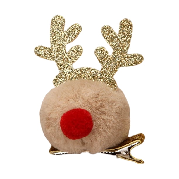 sweethay Accesorios para el cabello Astas de peluche Llamativo pasador de Navidad Festival Sombreros encantadores Adultos Decoración de fiesta Accesorios Kits de decoración para fiestas Caqui sweethay HA070782-01