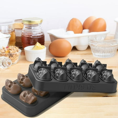 

Ice Cube 10 Cavity Silicone 3D Tray Skeleton Head For Ice Cubes Chocolate Miniature Cooking Set for Real Food Making Metal Cooking Rings Pamper Chef Products Lunch Packing Food Shape Adults