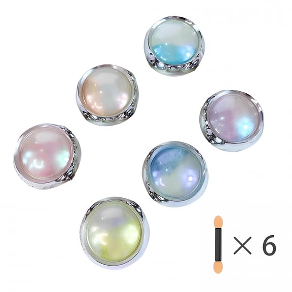 RAGUPEL 6 Colors White Pearl Chrome Nail Powder Kit Metallic Holographic Mirror Effect for Aurora Rainbow Clear Pearl Chrome Nail Powder Shimmer Art Pigment Manicure Powder for Nails Decoration