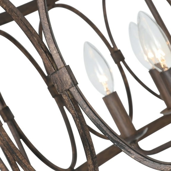 CHLOE Lighting NAVY Farmhouse 5 Light Antique Wood Finish Ceiling Pendant 21" Wide