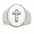 thumbnail image 4 of Solid Stainless Steel Men's Cross CZ Cubic Zirconia Signet Anniversary Ring Band Size 9, 4 of 7