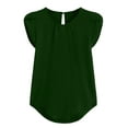 thumbnail image 2 of MRULIC t shirts for women Women's Fashion Casual T-shirt Short-sleeved Round Neck Solid Color Summer Tops Womens t shirts Green + XL, 2 of 8
