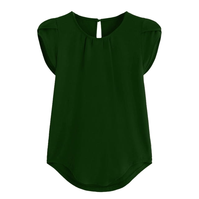 B91xZ Tunique pour Femmes Manches Courtes T-Shirt, Vert G