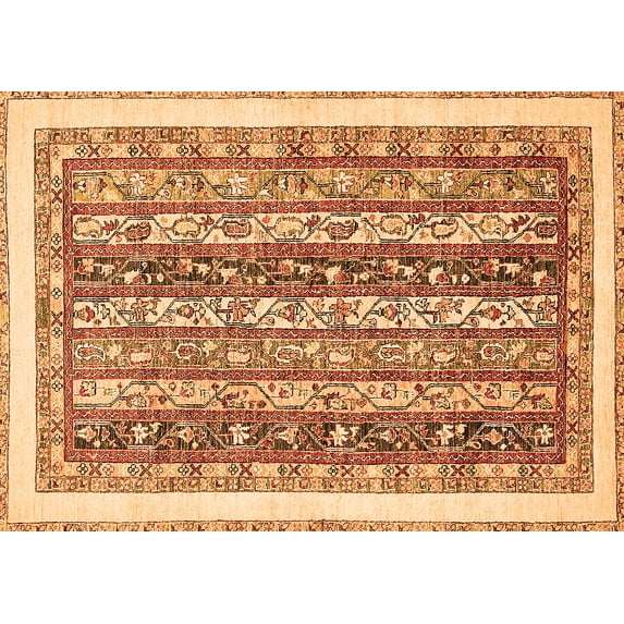 Ahgly Company Indoor Rectangle Abstract Orange Modern Area Rugs, 7' x 10'