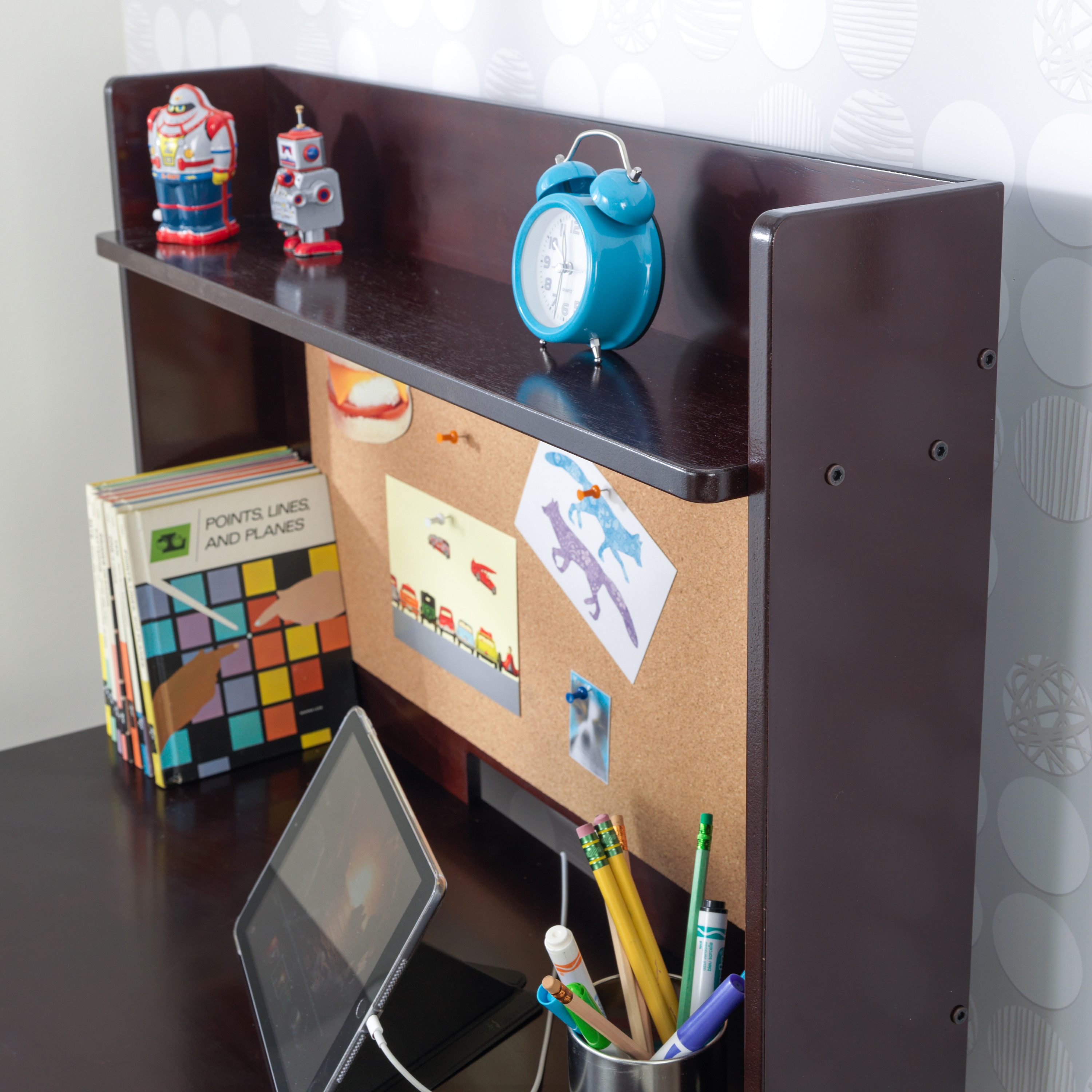 KidKraft Pinboard Wooden Desk with Drawer, Hutch, Shelf and Chair, Espresso - image 4 of 10