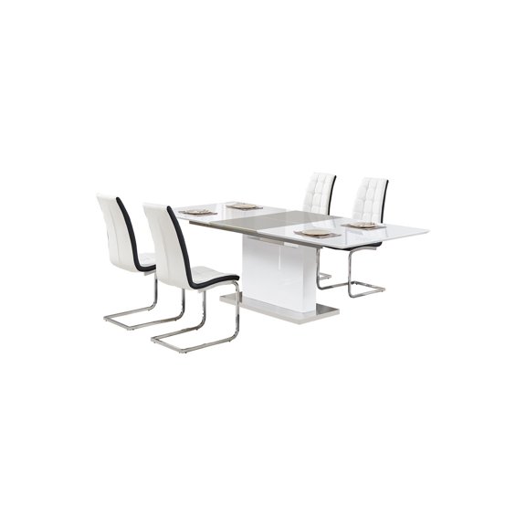 Best Master Alaskan 5-Piece Extendable High Gloss Wood Dining Set - White/Black