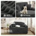 thumbnail image 4 of Marrber Gray Plush Sofa 52” 3-in-1 Convertible Pull-Out Sofa Bed Sleeper Loveseat with Reclining Backrest, Built-in Cup Holders, Corduroy Upholstered Sofa for Small Space, 4 of 10