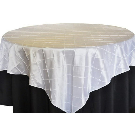 Wedding Linens Inc. 85" x85'' Square Pintuck Taffeta Seamless Linen Table overlay for Party Wedding Reception Catering Dining Home Table overlay Linens - White