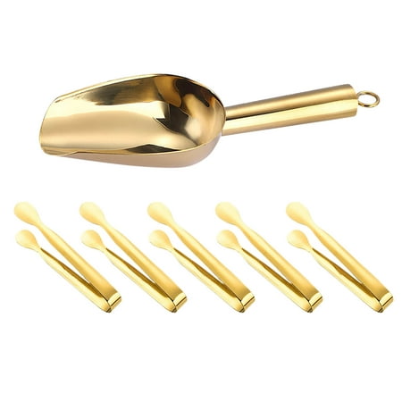 

Serving Tongs 6pcs Stainless Steel Ice Scoop And Ice Tong Mini Kitchen Tongs & For Ice Bucket Sugar Dessert Fruit Vegetable Cutter Shapes