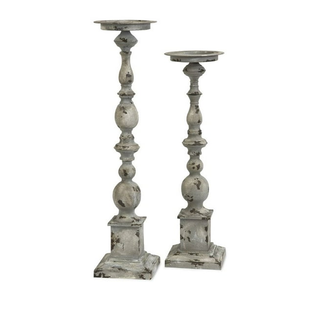 IMAX Corporation Hamilton 2 Piece Candle Holder Set in Gray