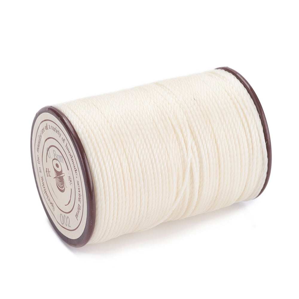 5rolls Round Waxed Polyester Thread String Micro Macrame Cord Twisted Cord for Leather Sewing Stitching PapayaWhip 0.8mm about 54.68 Yards(50m)/Roll