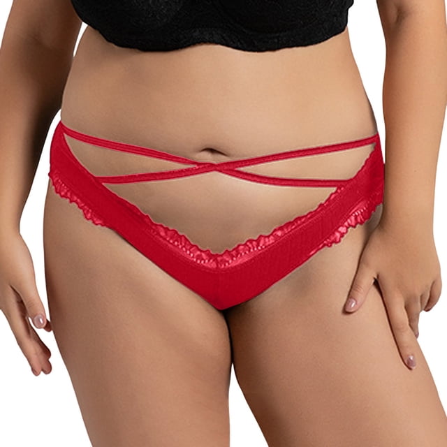 Gibobby Ropa interior sexy para mujer Ropa interior de talla grande para mujer, bragas sexis de encaje, calzoncillos Hipster elásticos para mujer(Rojo,XL)