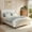 E-White, variant on Felixking King Size Platform Bed Frame with Side Tables, Rounded Headboard Wooden Slats Support, Heavy Duty 1000lbs Upholstered Bed, Easy Assembly