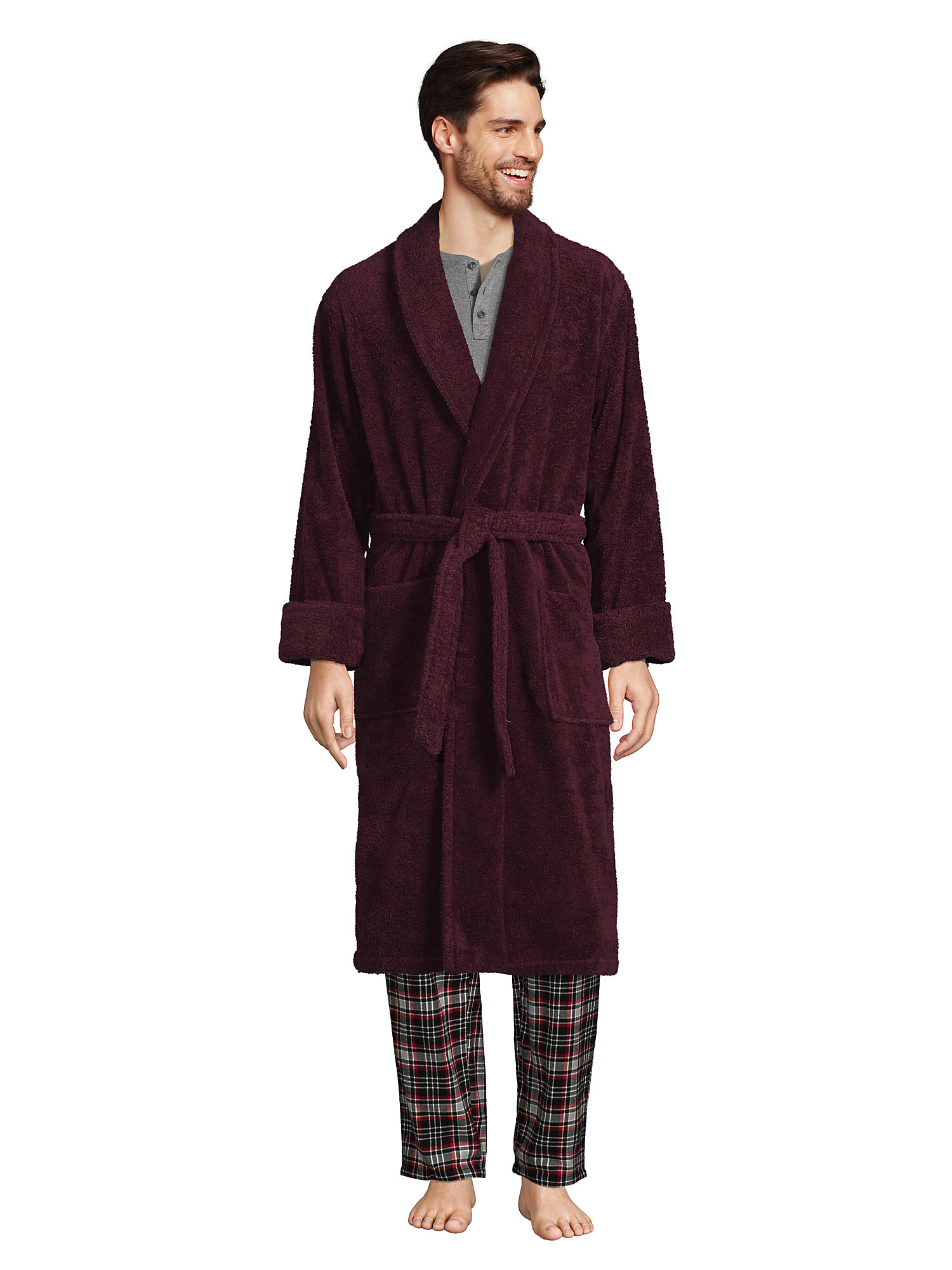 Lands' End Men's Calf Length Turkish Terry Robe