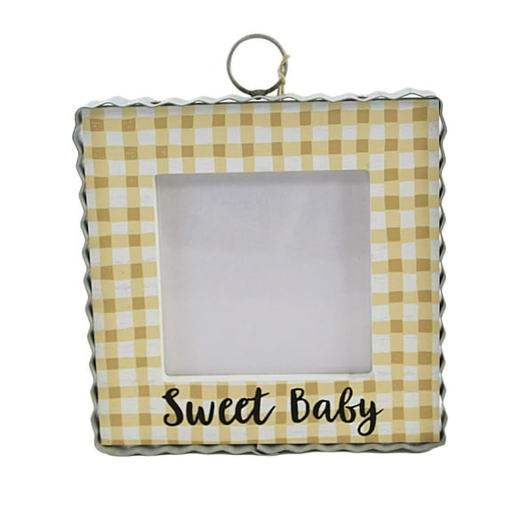 Round Top Collection Sweet Baby Photo Frame Wood Picture Gingham Y22029
