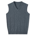 thumbnail image 1 of pstuiky Camisetas sin mangas para hombre, Suéter elástico de cuello redondo tejido en color liso para hombre Chaleco para hombre m, 1 of 8