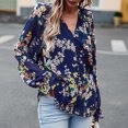 thumbnail image 1 of Camisa Blusas con estampado floral Tops Elegante traje de vacaciones de gasa para mujer (Azul marino XL) Cgtredaw Azul marino T XL para Mujer, 1 of 6