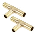 thumbnail image 6 of Uxcell Reducing Barb Hose Fitting Tee T Shape Pipe Connector Brass 2Pcs 3/8", 3/8", 5/16", 6 of 6