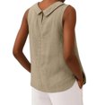 thumbnail image 4 of Women Cotton Linen Sleeveless Crop Tank Tops O Neck Shirt Casual Solid Color Loose Fit Comfy T-Shirt Blouse Vest Brown L, 4 of 4