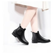 HARVEST LAND Women Chelsea Boots Black Buckle Ankle Boots Fashion Soft Flat Booties for Female Size 10