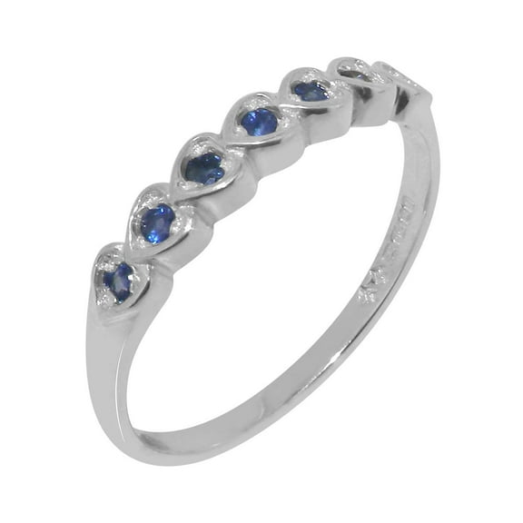 LBG British Made 14k White Gold Natural Sapphire Womens Eternity Ring - 33 size options - Size 10