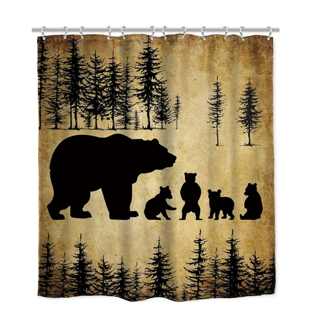 Funny Bear Shower Curtain Rustic