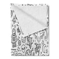 thumbnail image 2 of Cartoon Soft Flannel Fleece Throw Blanket, Sketch Abstract Planets in Doodle Drawing Style Childrens Composition, Cozy Plush for Indoor and Outdoor Use, 50" x 70", White and Black, by Ambesonne, 2 of 5