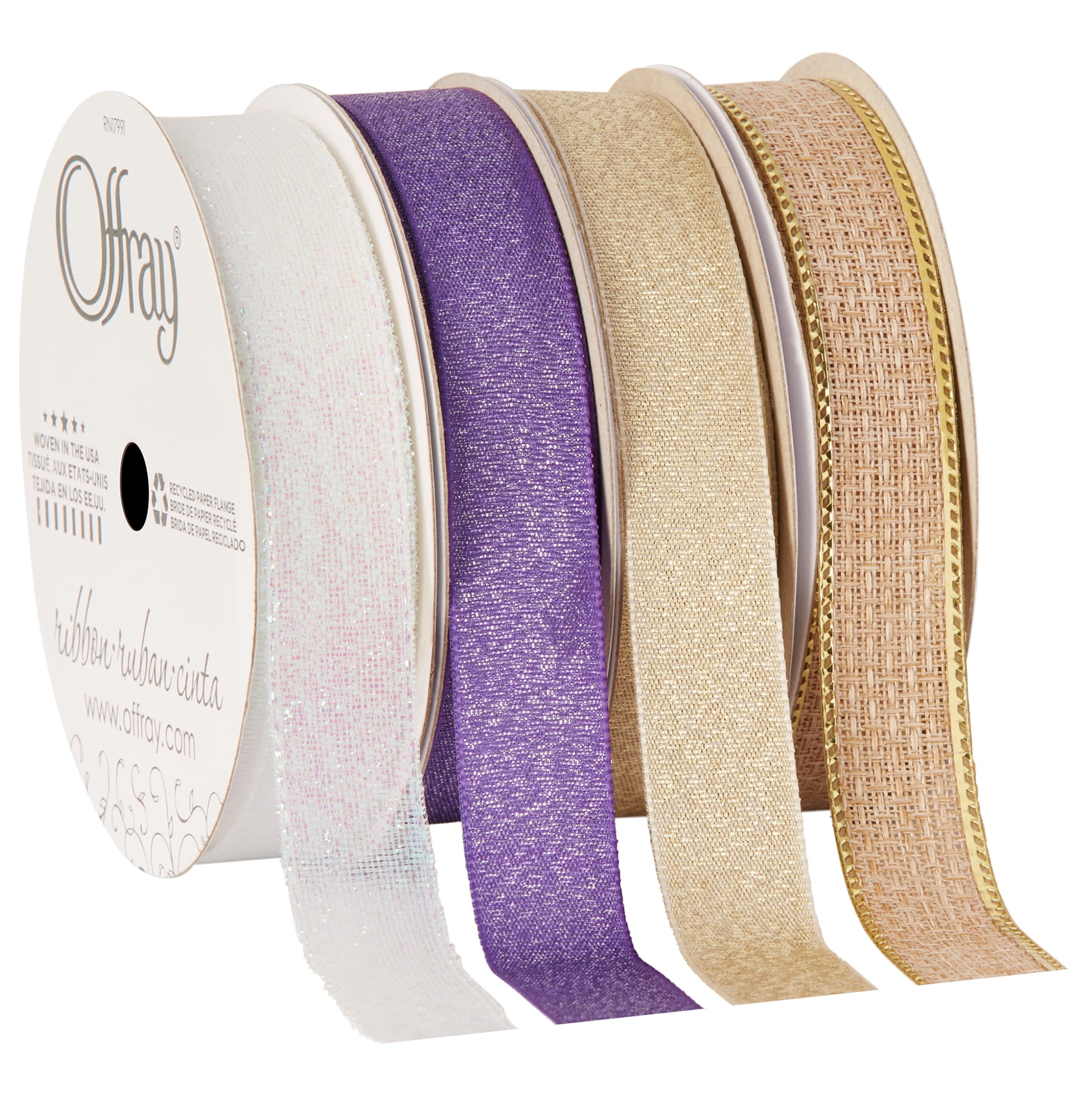 Offray Ribbon Silver Polyester Ribbon, 0.8" x 3.1"