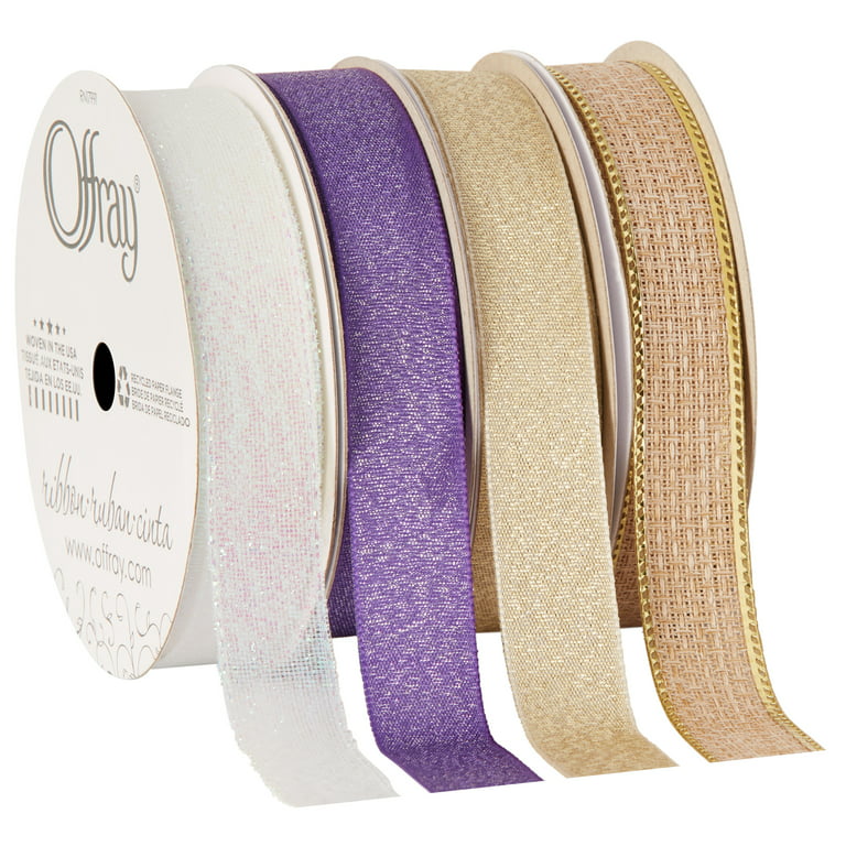 Offray 2.5 inch Glitter Wired Sheer Ribbon-White