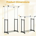 thumbnail image 3 of Costway Rolling Clothes Rack with Adjustable Height, Heavy-Duty Metal Rack for Laundry, 3 of 10