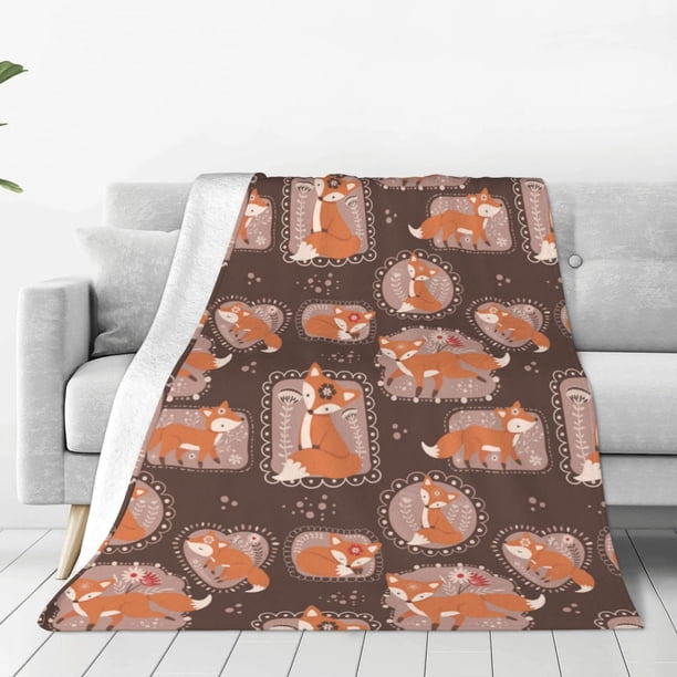 Fotbe Beautiful Fox Manta de Franela Acolchonada con Estampado, Súper Suave y Esponjosa, Extra Grande para Sofá, Cama, Uso Todo el Año-80"x60"