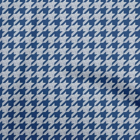oneOone Georgette Viscose Indigo Blue Fabric Houndstooth Sewing Fabric By The Yard Printed Diy Clothing Sewing Supplies 42 Inch Wide